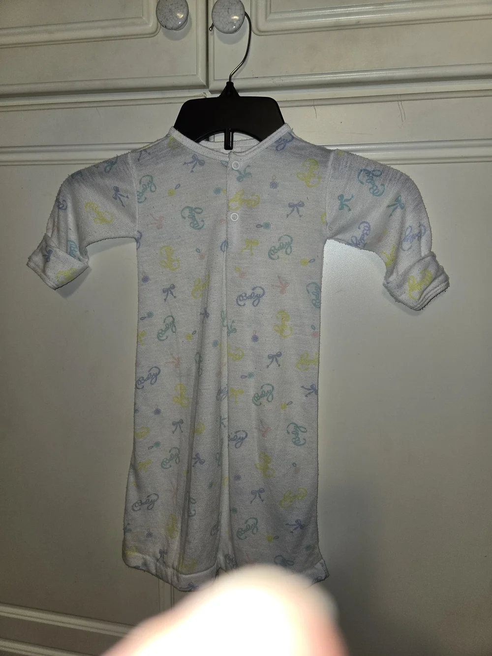 Unbranded White Baby Sleep Sack with Pastel Blue and Yellow Print